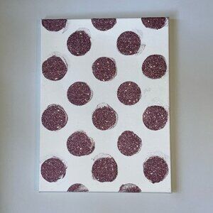 🎀✨ Hand-Painted Pink Glitter Polka Dot Canvas Art | Modern Wall Decor | 16x12"